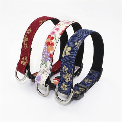Baskılı Sakura Süet Substrat Köpek Köpek Tasması Tasma Koşum Takımı D Halkalı Japon Tarzı