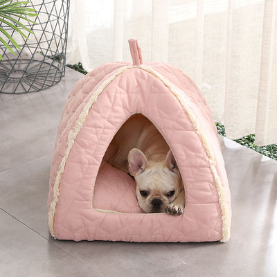 Peluş Pet Çadır Fermuarlı Ayrılabilir Mat Köpek Yatağı Kaymaz Alt Igloo Kedi Evi Kulübesi