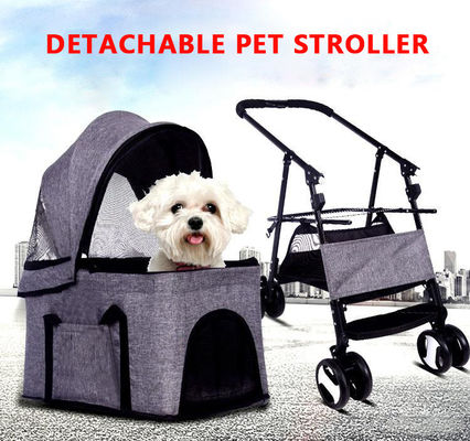 Lüks Katlanır Açık Ayrılabilir Pet Taşıyıcı Arabası 600D Keten 36KG