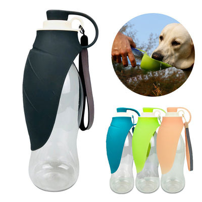 580ml Yaprak Katlanabilir Silikon Köpek Su Şişesi Köpek Seyahat Yürüyüşü İçin İçme Şişeleri