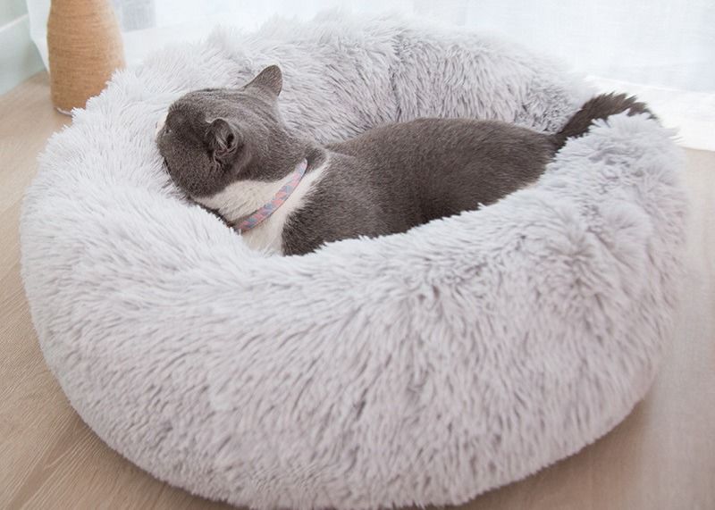 Sıcak Peluş Yumuşak Donut Kediler Köpekler Yatak Faux Fur Köpek Sakinleştirici Yatak