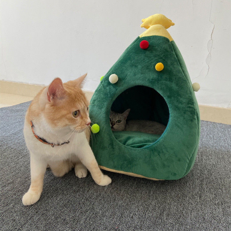 Yüksek Kaliteli Kediler Yavru Yataklar Yıkanabilir Sıcak Pet Yatak Lüks Noel ağacı Mağara Mat