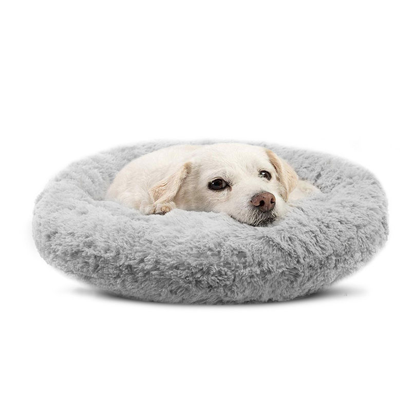 Orta Küçük Köpekler için Donut Kedi Yatak Faux Kürk Köpek Yatağı Kendinden Isınma Sarılın Pet Yatak Lüks Mat