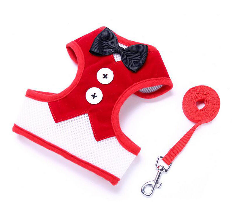 Ayarlanabilir Yaka Tasma Koşum Seti Papyonlu El Yapımı Köpek Tasması Çekiş Yelek Halat L 35-50cm
