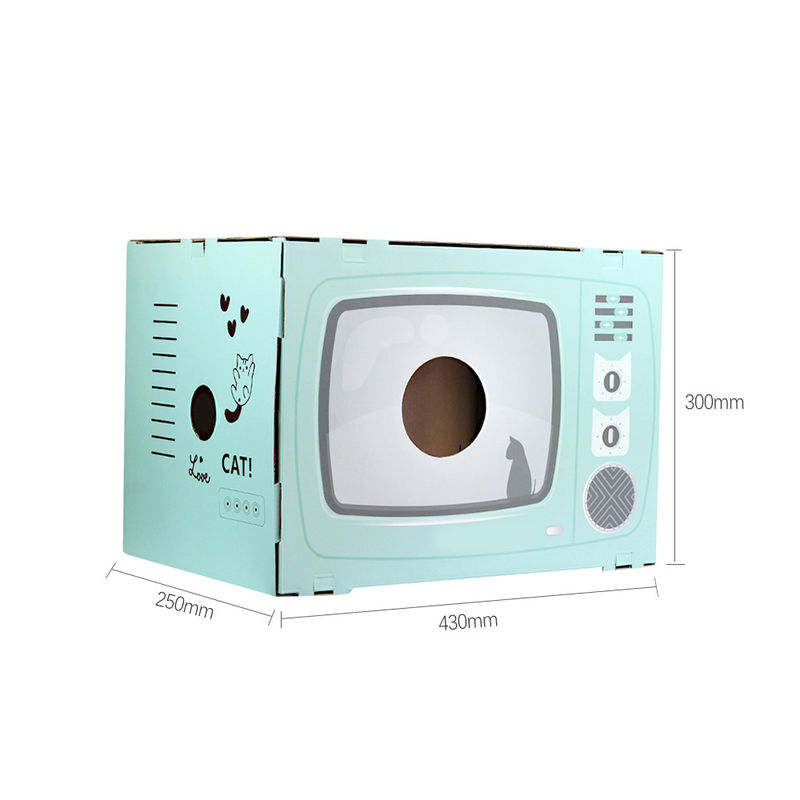 Kedi Evi Scratcher Retro TV Şekli Scratch Pad ile Kedi Salonu Oluklu Mukavva Mağara Yatak Scratcher
