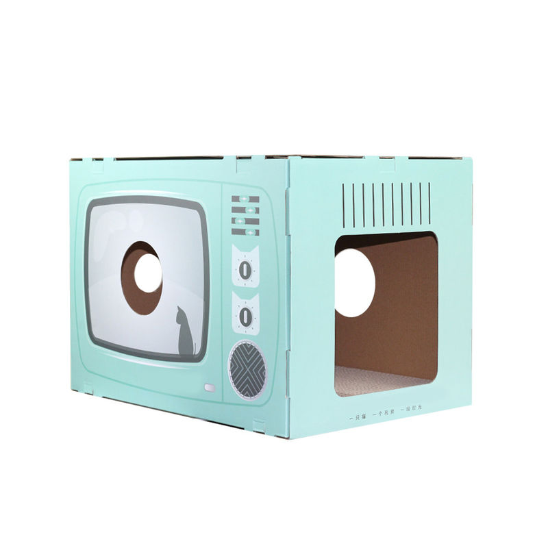 Kedi Evi Scratcher Retro TV Şekli Scratch Pad ile Kedi Salonu Oluklu Mukavva Mağara Yatak Scratcher