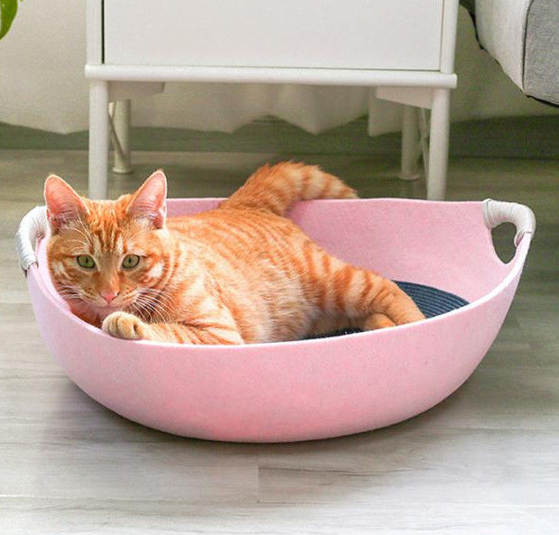 100% güvenlik pet yuvarlak yuva kedi köpek yatağı kedi yatağı yuva ile kedi yuvası keçe