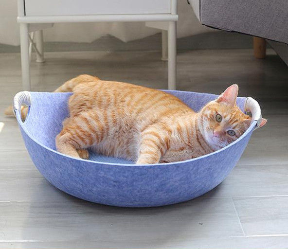 100% güvenlik pet yuvarlak yuva kedi köpek yatağı kedi yatağı yuva ile kedi yuvası keçe