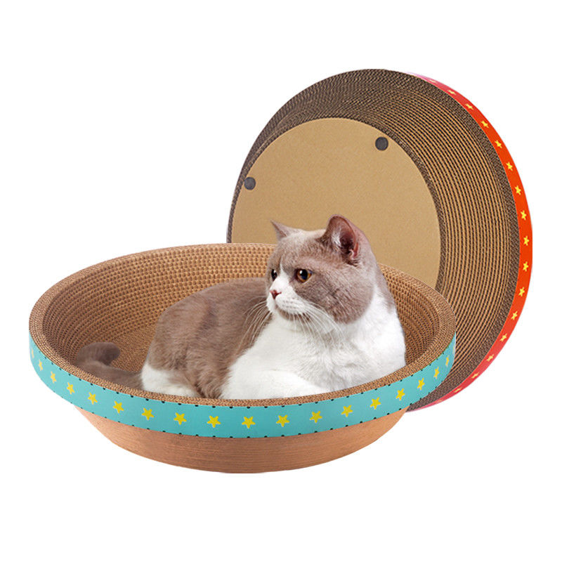 Dayanıklı Yuvarlak Karton Kedi Yatağı Kase Şekli Oluklu Kedi Tırmalama Pedi 700g