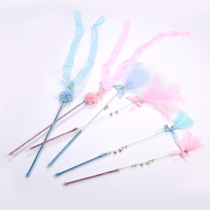 İnteraktif Tüy Kedi Pet Oyuncaklar Değnek Plastik Peri Kedi Teaser Stick