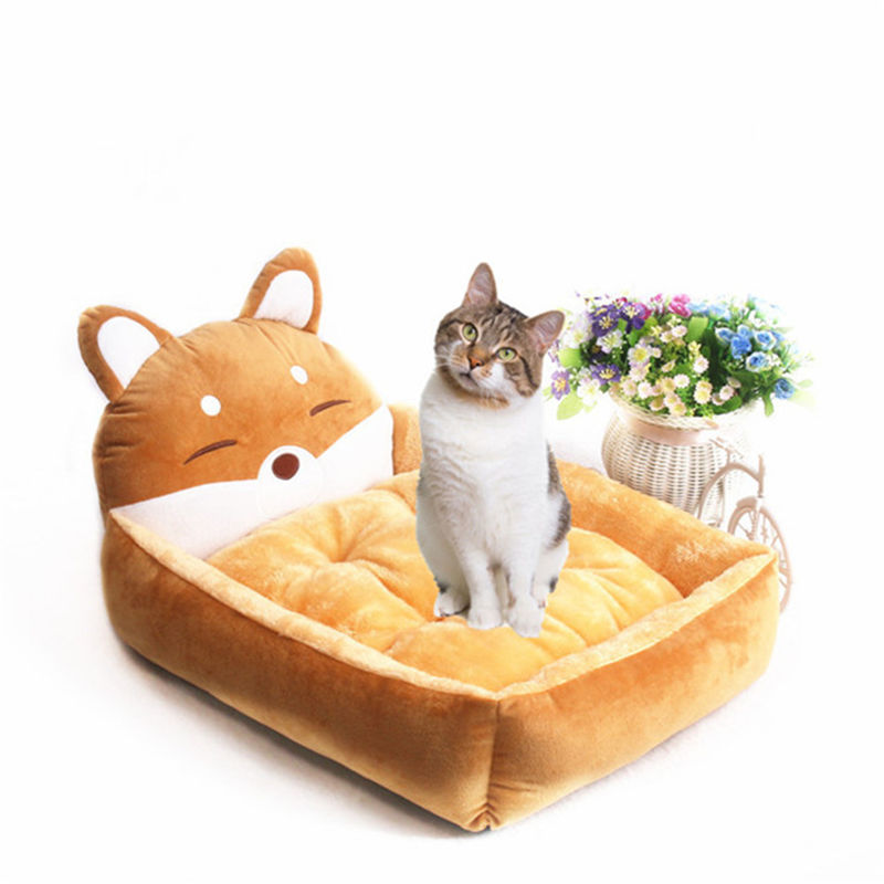 Modern Kesim Rahat Pet Yatak Kanepe Sarı Gri Çizgi Filmler Pet Uyku Yatağı 1600g