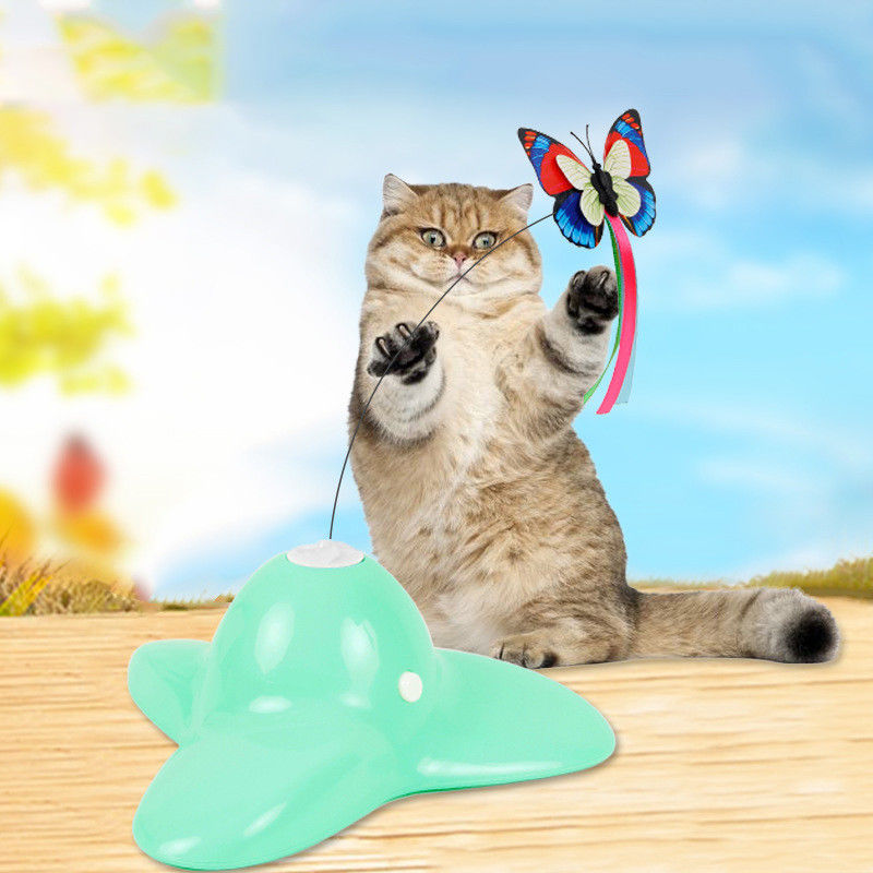 285g Kedi Pet Oyuncaklar Flutter Bug Elektrikli Dönen Kelebek Kedi Oyuncak