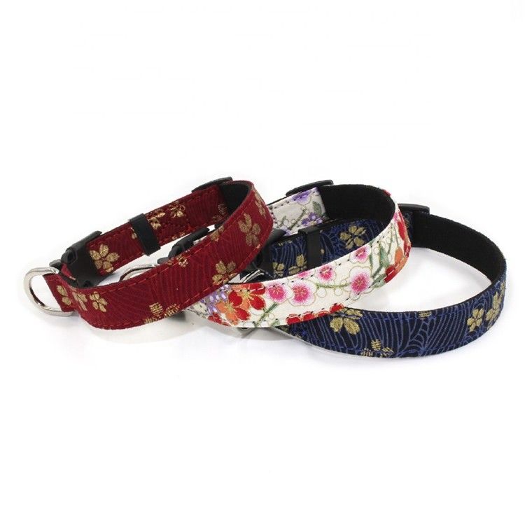 Baskılı Sakura Süet Substrat Köpek Köpek Tasması Tasma Koşum Takımı D Halkalı Japon Tarzı