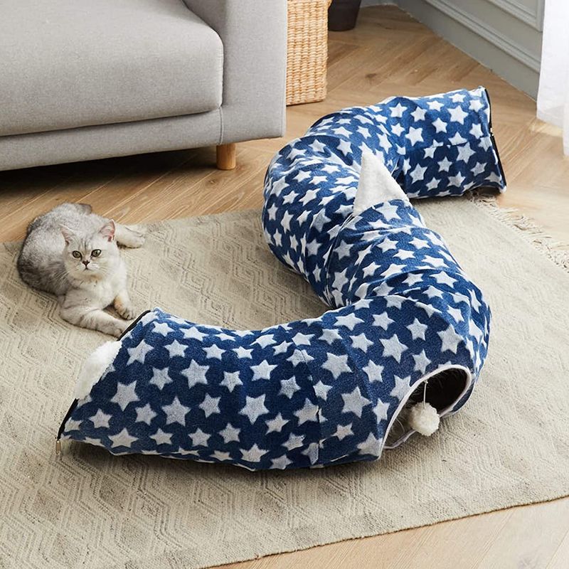 Eğlenceli Kedi Tüneli Yataklı Merkezi Mat Köpek Katlanabilir Pet Kittens Köpek Yavrusu İçin Eğlenceli Top ile Katlanabilir
