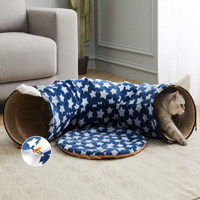 Eğlenceli Kedi Tüneli Yataklı Merkezi Mat Köpek Katlanabilir Pet Kittens Köpek Yavrusu İçin Eğlenceli Top ile Katlanabilir