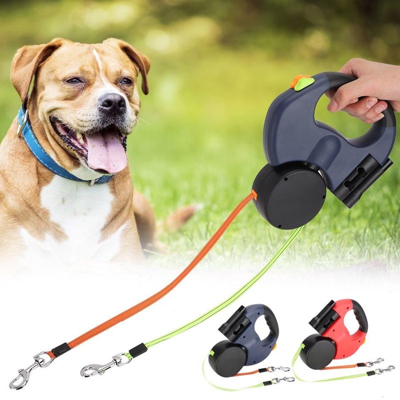 LED El Feneri Poop Çanta ile Yansıtıcı Çift Geri Çekilebilir Köpek Tasma Ağır Hizmet Elastik Kemer