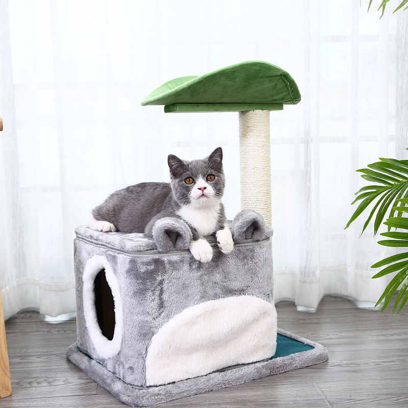 Güvenlik Deluxe Kedi Tırmanma Çerçevesi Ağacı Mağara Tırmalama Direkleri ile Çok Seviyeli M boyutu 61 * 41 * 132cm