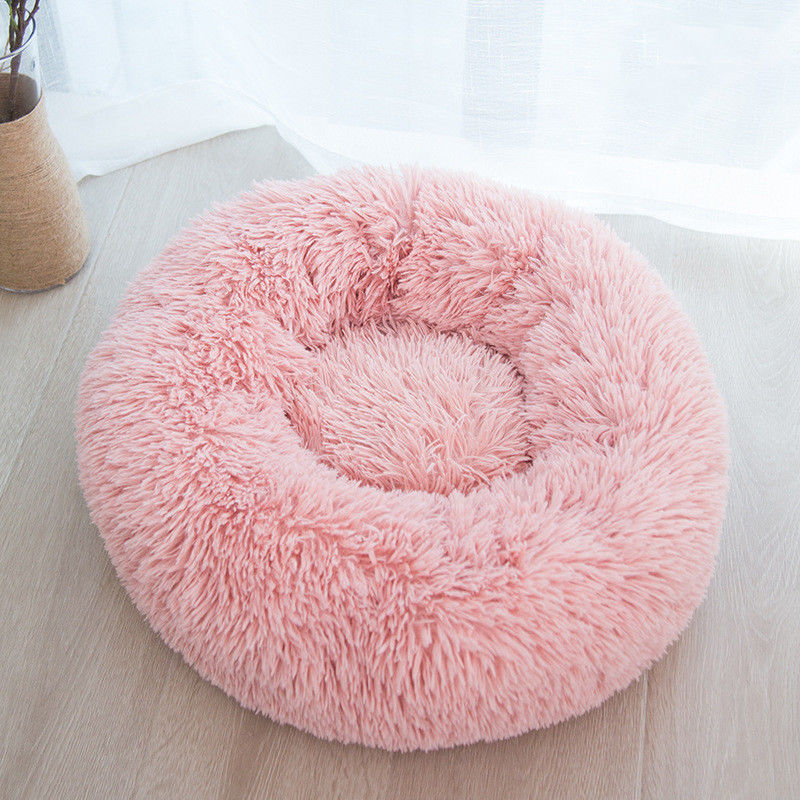 Yüksek Kaliteli Sıcak Peluş Pet Yatak Lüks Ultra Yumuşak Kabarık Donut Sarılma Kediler Köpekler Yuva Faux Kürk Köpek Sakinleştirici Yatak