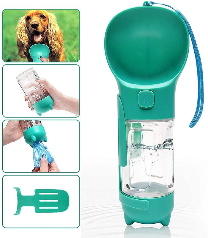 2'si 1 Arada Köpek Su Şişesi, Kaka Torbası ve Kepçe ile Yürüyüş BPA Free Pet İçme Kabı