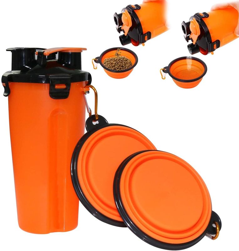 2 Katlanabilir Köpek Seyahat Suluk Şişesi Açık Hava İçin Taşınabilir Pet Su Şişesi 12oz