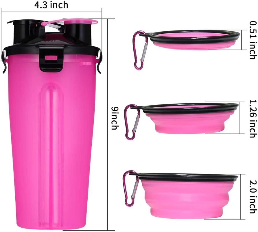 2 Katlanabilir Silikon Kase ile 350ml Açık Taşınabilir Pet Su Şişesi Dispenseri
