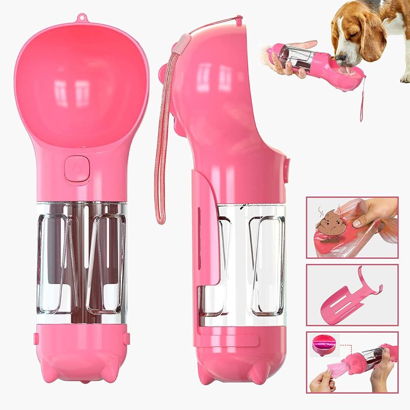 300ML Seyahat 2'si 1 Arada Köpek Su Şişesi İçme Kabı Taşınabilir Kilit Düğmeli