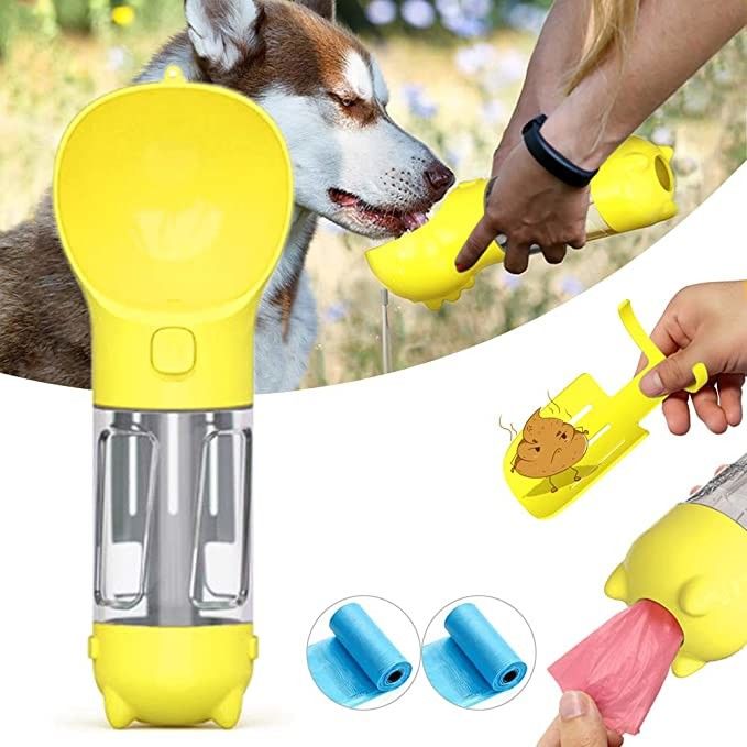 Taşınabilir Köpek İçme Şişesi 300ML Atık Torbası Tutacağı