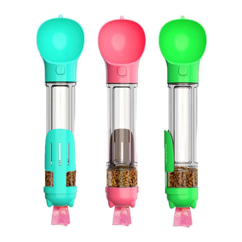 500ml Taşınabilir Pet Su Şişesi Kasesi 2&amp;#39;si 1 Arada Yemek Kutusu Poop Torbası ve Kepçe ile