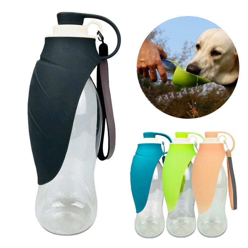 580ml Yaprak Katlanabilir Silikon Köpek Su Şişesi Köpek Seyahat Yürüyüşü İçin İçme Şişeleri