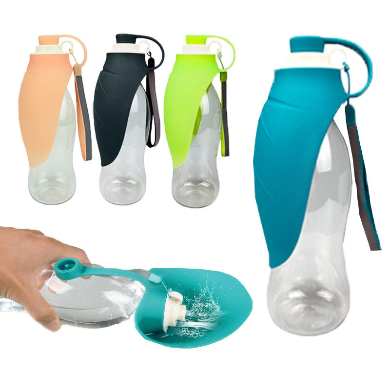 BSCI 20oz Silikon Kase Çevirmeli Köpekler İçin Katlanabilir Su Şişesi