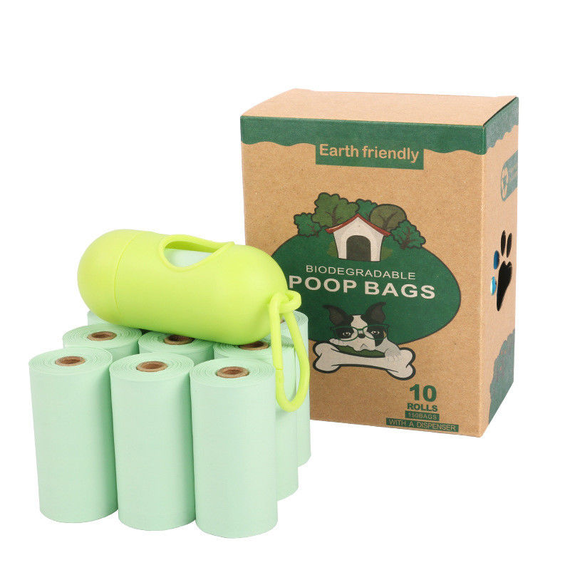 Dağıtıcı ile% 100 Kompostlanabilir Plastik Ücretsiz Biyobozunur Köpek Poop Torbaları