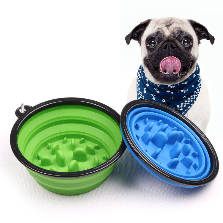 Yavaş Besleme Büyük Köpek Katlanabilir Kase 4 Bardak 35oz BPA Ücretsiz Katlanır Köpek Su Kasesi
