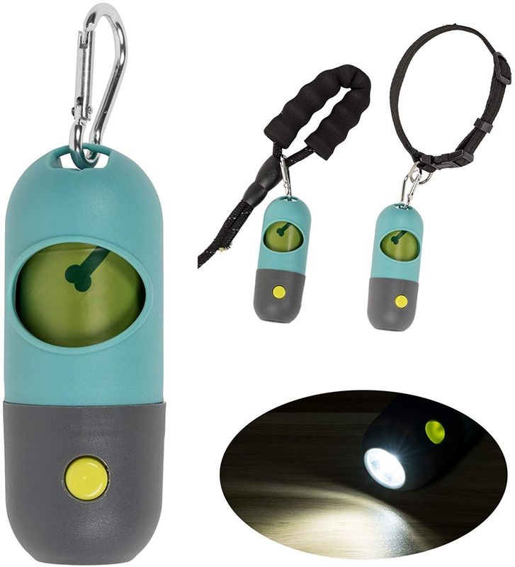 Hap Şekli LED El Feneri Pet Poop Köpek Atık Torbası Tutacağı Dispenseri