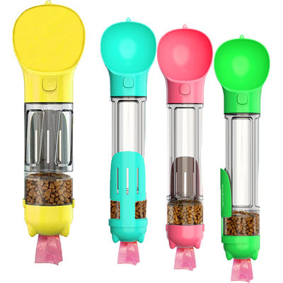 500ml Taşınabilir Pet Su Şişesi Kasesi 2&amp;#39;si 1 Arada Yemek Kutusu Poop Torbası ve Kepçe ile
